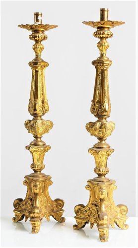 Coppia Candelabri  Luigi XV in bronzo dorato